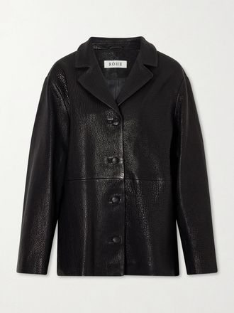 R&oacute;he Giacca In Pelle Testurizzata A Pannelli - Nero