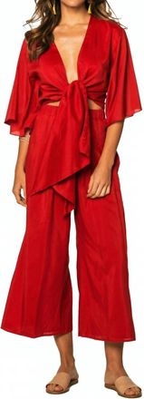 SOAH Womens Sunny Wrap Blouse In Red