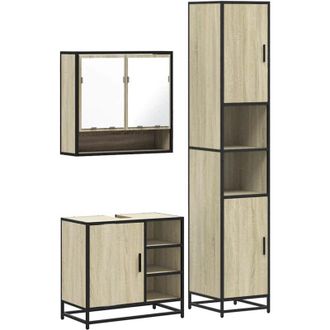 vidaXL Vidaxl - Set De Muebles De Ba&ntilde;o 3 Pzas Madera Contrachapada Roble Sonoma