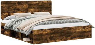 vidaXL Estructura De Cama Con Cabecera Roble Ahumado 180 X 200 Cm Vidaxl