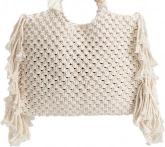 Melie Bianco Womens Crotchet Tote Bag In Sand & Sea Cream