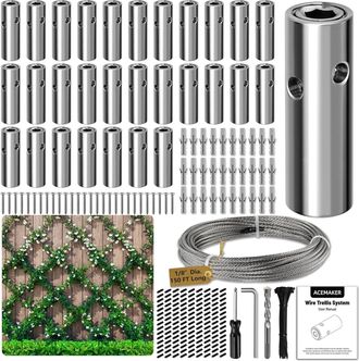 OEM Enrejado De Alambre Para Plantas Trepadoras De Exterior, Kit De Enrejado De Alambre De 30 Piezas Para Montaje En Pared Con Cable De Acero Inoxidable D