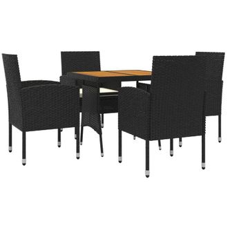 vidaXL Juego De Comedor De Jard&iacute;n 5 Piezas Rat&aacute;n Sint&eacute;tico Negro Vidaxl
