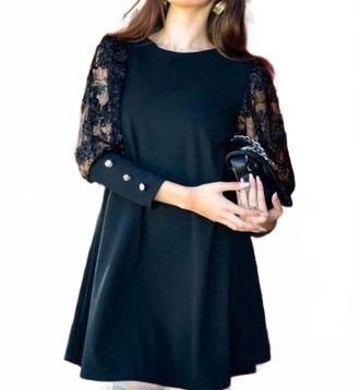 M Made in Italy Lace Sleeve Mini Dress In Black