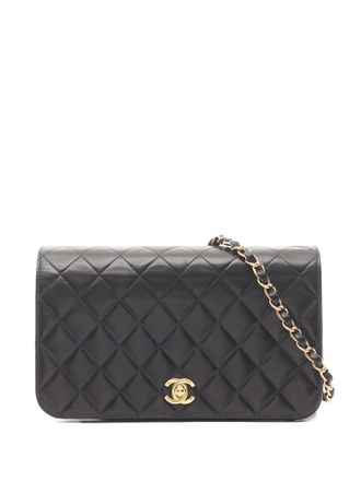 Chanel 2000-2002 Full Flap matelass&eacute; schoudertas met ketting - Zwart