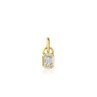 RS Pure by Ross-Simons Emerald-Cut Lab-Grown Diamond Charm in 14kt Yellow Gold