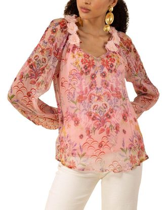 Hale Bob Monica Long Sleeve Silk Blouse