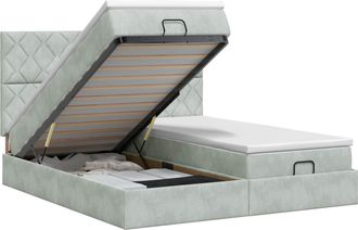 vidaXL Letto Ottomano Con Materasso 2 Pz Grigio Chiaro Velluto Vidaxl