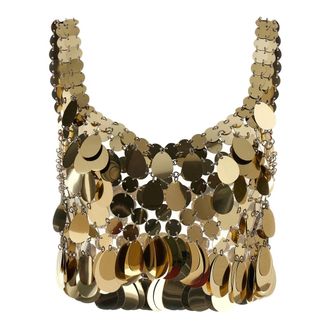 Paco Rabanne Sleeveless Tops, female, Yellow, XS, Haut Crop Top