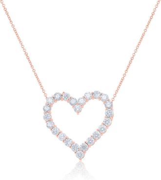 Diana M. Jewels 18kt rose gold open heart pendant featuring 3.30 cts of round diamonds, 24 stones