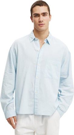 Cotton On Mens Eli Long Sleeve Shirt in Textured Summer Blue at Nordstrom, Size Xx-Large