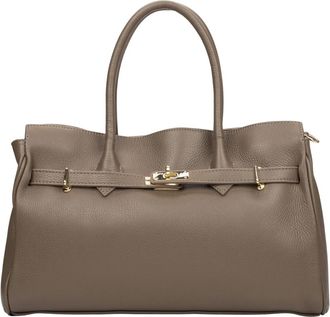 Estro & Luminara Grote Leren Tote - Dames - Shoppers - Bruin - ONE Size - Leer - Tassen