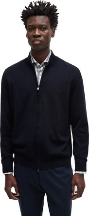 HUGO BOSS vest blauw effen wol opstaande kraag rits