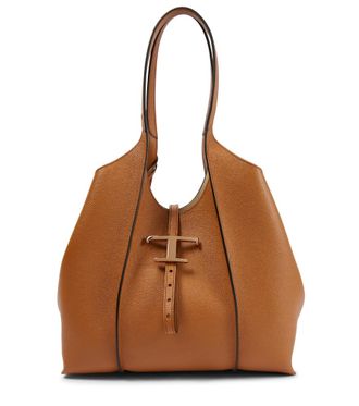 【TOD'S】 \"T TIMELESS MINI\" SHOPPING BAG BRAUN Woman MULTICOLOUR T Timeless Shopping Bag in Leather Mini