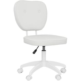 Vinsetto Vinsetto Silla De Escritorio Tapizada En Pu Silla De Oficina Giratoria Con Altura Ajustable Sin Brazos Carga 120 Kg 46x59x82-92 Cm Blanco