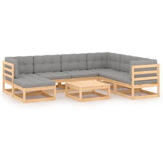 vidaXL 8 Pcs Garden Lounge Set Con Cojines De Pino S&oacute;lido - 221787