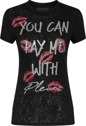 Philipp Plein T-shirt Pure met Kristallen - Dames - T-shirts - Zwart - S - Katoen - Tops