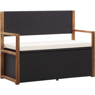 vidaXL Vidaxl - Cassapanca 115 cm in Polyrattan e Legno Massello di Acacia Nero