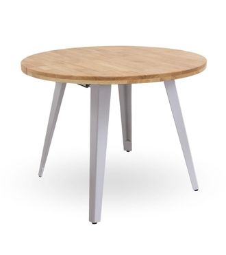 Home Heavenly Mesa redonda extensible de estilo industrial patas met&aacute;licas blancas