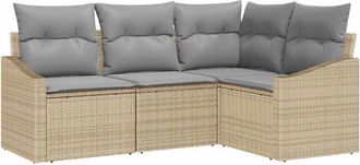 vidaXL Garden Sofa Set 4 pcs Beige and Light Grey Poly Rattan vidaXL