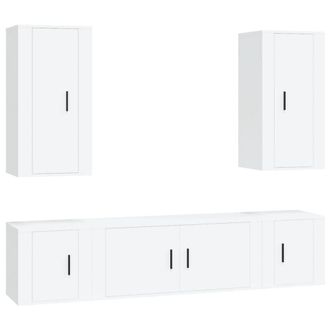 Berkfield Home 5 Piece TV Cabinet Set White Engineered Wood