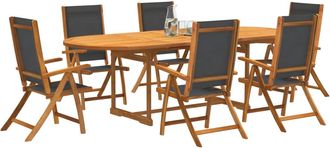 vidaXL Juego Comedor De Jard&iacute;n 7 Pzas Madera Maciza Acacia Y Textileno Vidaxl