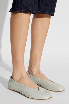 Maison Margiela Leather Ballet Flats With Tabi Cut-out, Womens, Grey