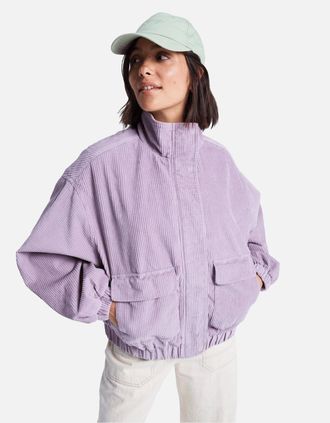 Roxy Womens Roxy Womens Slow Song II Corduroy Oversized Bomber Jacket - Nirvana - Size: 18/16