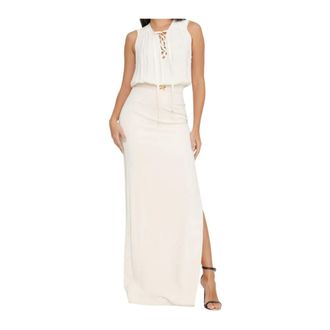 Elisabetta Franchi Gowns, female, White, Size: XS Lace-up Detail Dress