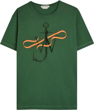 J.W.Anderson Ribbon Anchor Embroidered Cotton T-shirt - Green - XL