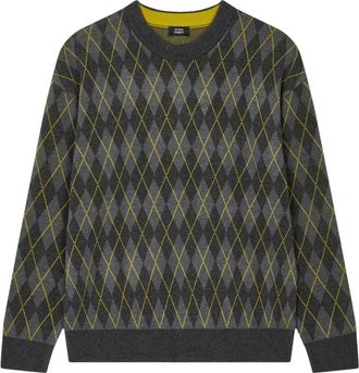 STUDIO TOMBOY argyle-pattern jumper - men - Acrylic/Nylon/Fabric - M - Grey