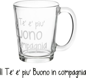 KASANOVA Tazza t&egrave; in vetro 310 ml scritta T&egrave; buono