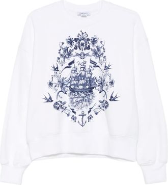 Alexander McQueen graphic-print sweatshirt - women - Cotton - 46 - White
