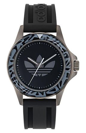adidas Expression One Silicone Strap Watch, 44mm in Black at Nordstrom