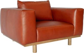 PIB Sill&oacute;n de cuero color cognac y roble