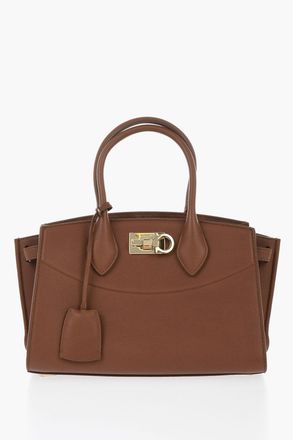 Ferragamo Borsa a Mano in Pelle Martellata con Dettaglio Dorato Salvatore Ferragamo