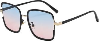 Generic UV400 Metal Square Large Frame Sunglasses For Men And Women Sports Party Photo Shopping(Blue)