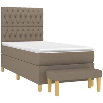 vidaXL Vidaxl - Cama Box Spring Con Colch&oacute;n Tela Gris Taupe 100x200 Cm