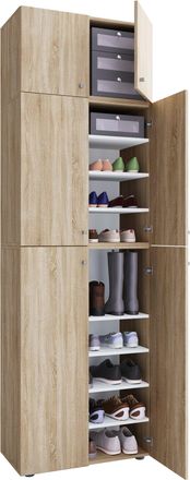 ebuy24 Gabinete De Zapato De Madera Vcm Dimensiones: Al. 200 X An. 70 X T. 39 Cm Gabinete Todo Prop&oacute;sito 9 Compartimentos 4 Puertas Rotativas 2 Puertas De Fi