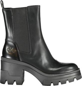 Calvin Klein Schoenen, Dames, Zwart, 39 EU, Leer, Leren Laars