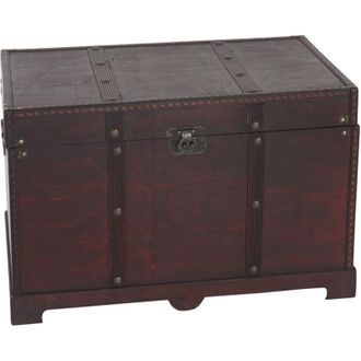 Hhg Baule forziere Valencia decorativo legno bordi quadrati 47x77x49cm versione XXL