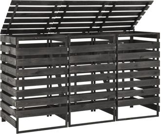 vidaXL Cobertizo Triple Cubos Basura Madera Pino Pintada 210x75x121cm Vidaxl