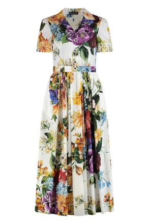 Dolce & Gabbana Floral Print Poplin Midi Dress