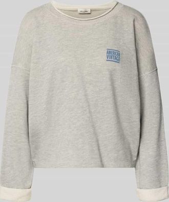 American Vintage American Vintage Oversized Sweatshirt mit Label-Print in Hellgrau Melange, Gr&ouml;&szlig;e L