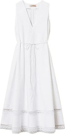 Twin-Set Long Dress With Macrame And Belt