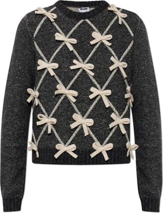 Moschino Truien - Dames - Ronde hals truien - Grijs - L - Truien & Vesten