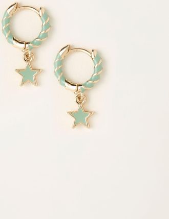 Fat Face FatFace Green Star Twist Hoop Earrings