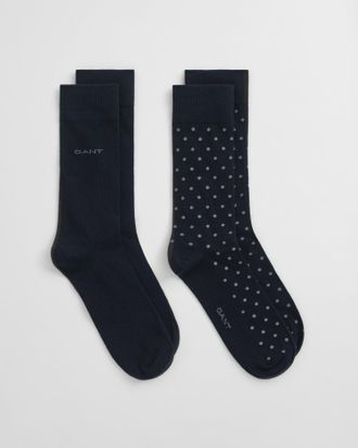 GANT Men 2-Pack Dot & Solid Socks (43-45) NAVY