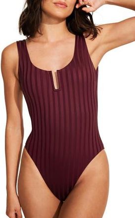 Vitamin A Ursula U-Wire Rib One-Piece Swimsuit in Sangria Superib at Nordstrom Rack, Size Medium