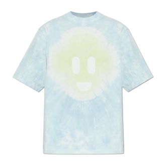 Casablanca T-Shirts, male, Blue, Size: 2XL Tie Dye Smiley T-shirt
